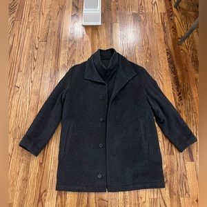 Mario Valente Men’s Peacoat Jacket Zip Up Made In Italy Dark Grey Size 50